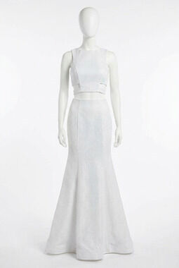 NEW CLARISSE two-piece cutout sheath gown in silver